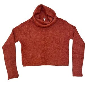Free People Burnt Orange Cowl Neck Long Sleeve Sweater-Size XS